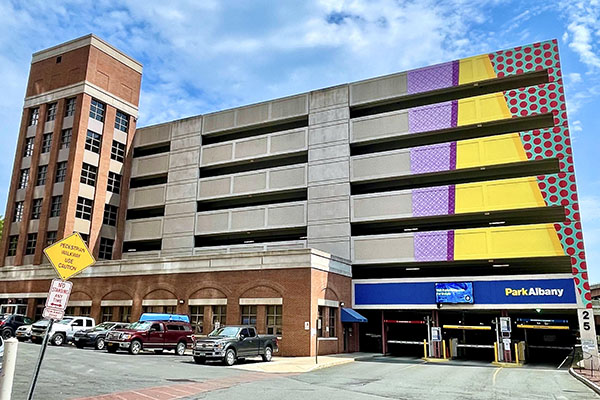 Colorful parking garage